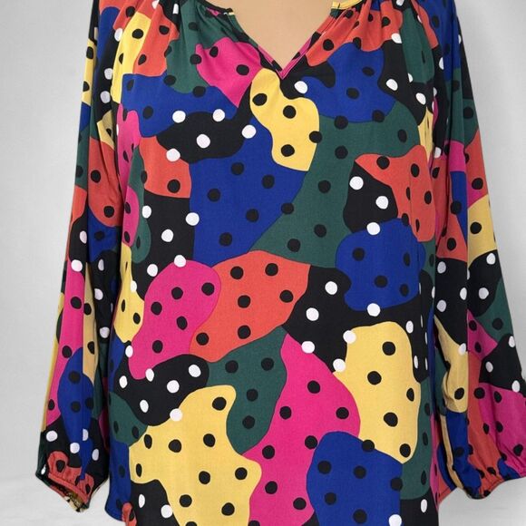 EMILY WONDER Bright colors with Dots Flowy Blouse! NEW! Size 2X - Picture 4 of 8